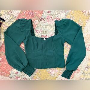 Abercrombie & Fitch Teal Smocked crop Top